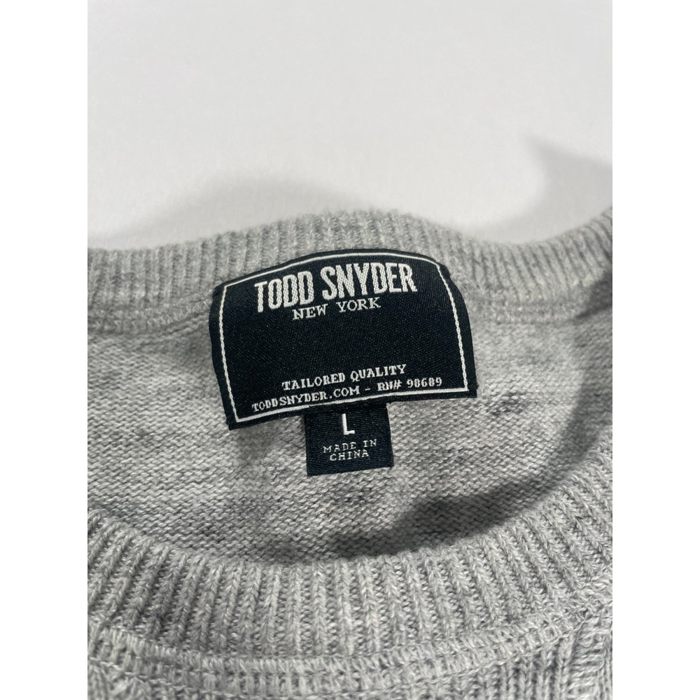 Todd Snyder Men's Large‎ Gray Henley Cotton Cashmere Crewneck Sweater - Picture 3 of 8